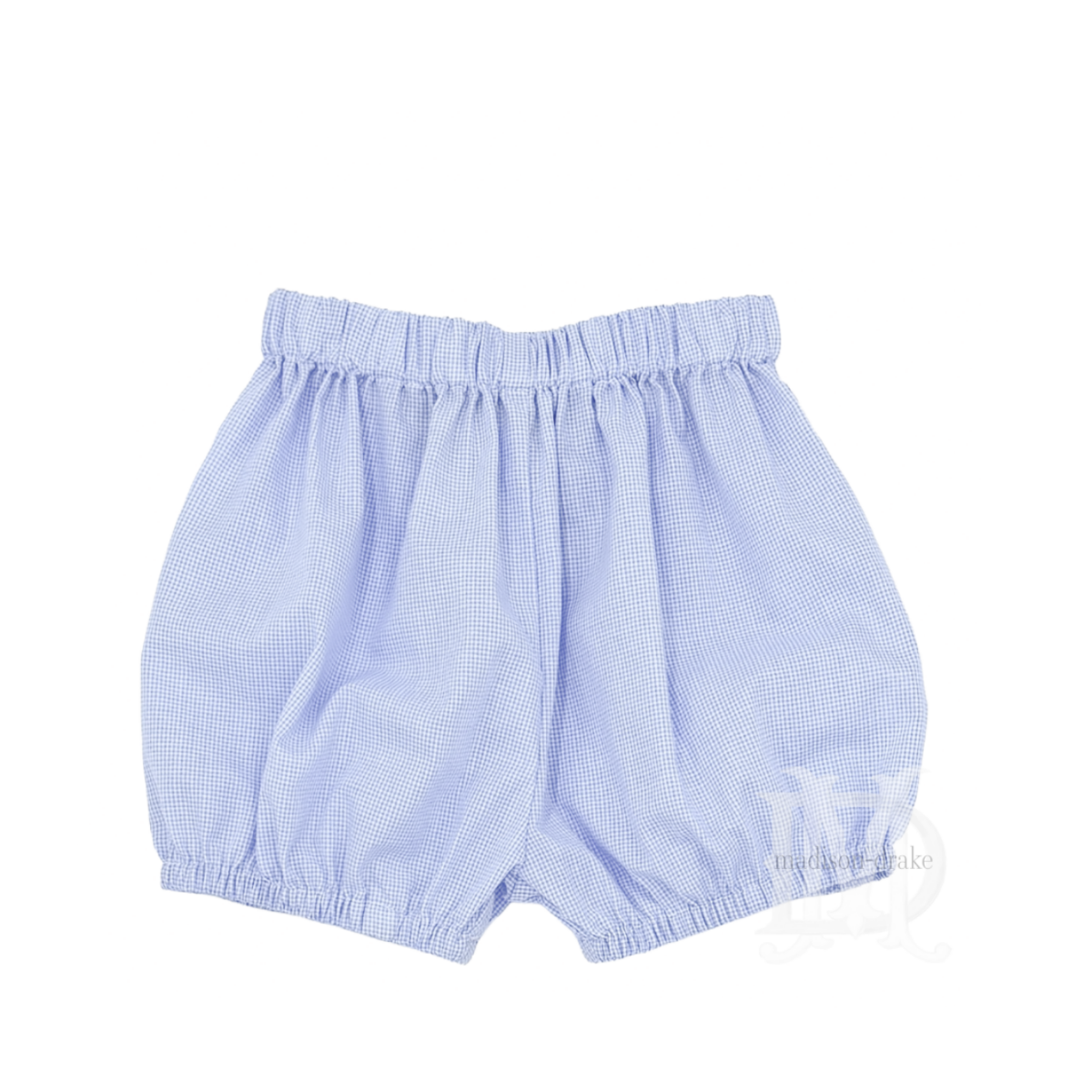 Baby boy's light blue check diaper cover.