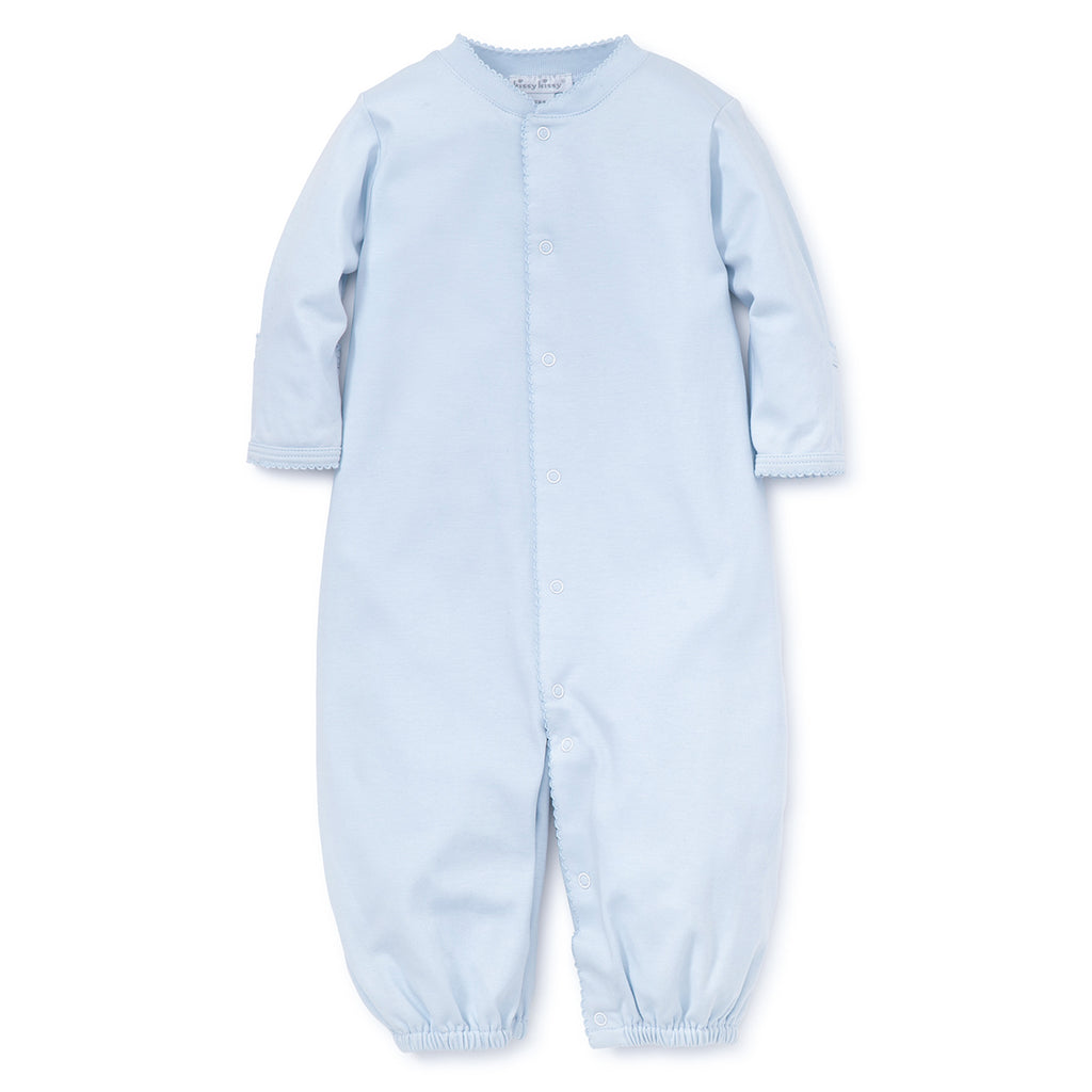Light blue baby boy converter gown with Kissy Kissy tag