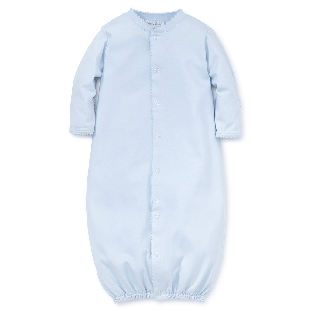 Light blue baby boy converter gown with Kissy Kissy tag
