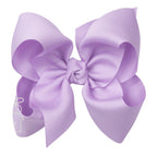 Large lavender grosgrain classic hair bow with double knot center.