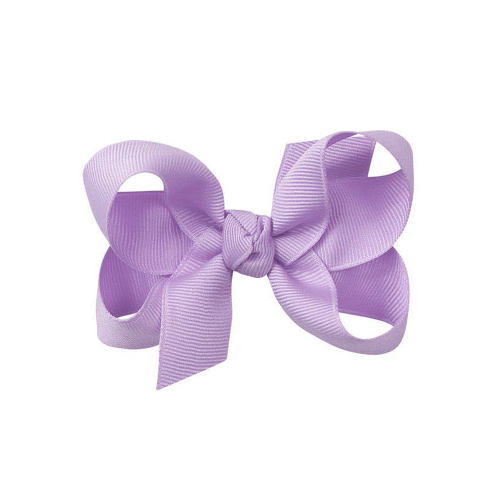 Lavender grosgrain classic hair bow with double knot center.