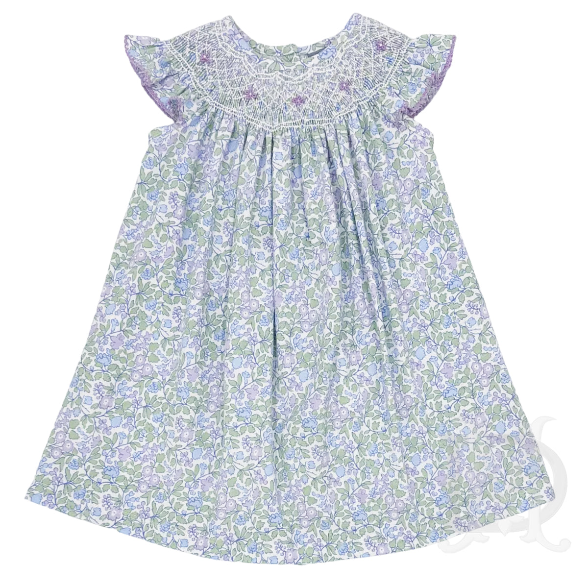 Lilac Floral Smocked Bishop Dress - 24M Lilac Floral Smocked Bishop Dress - 24M