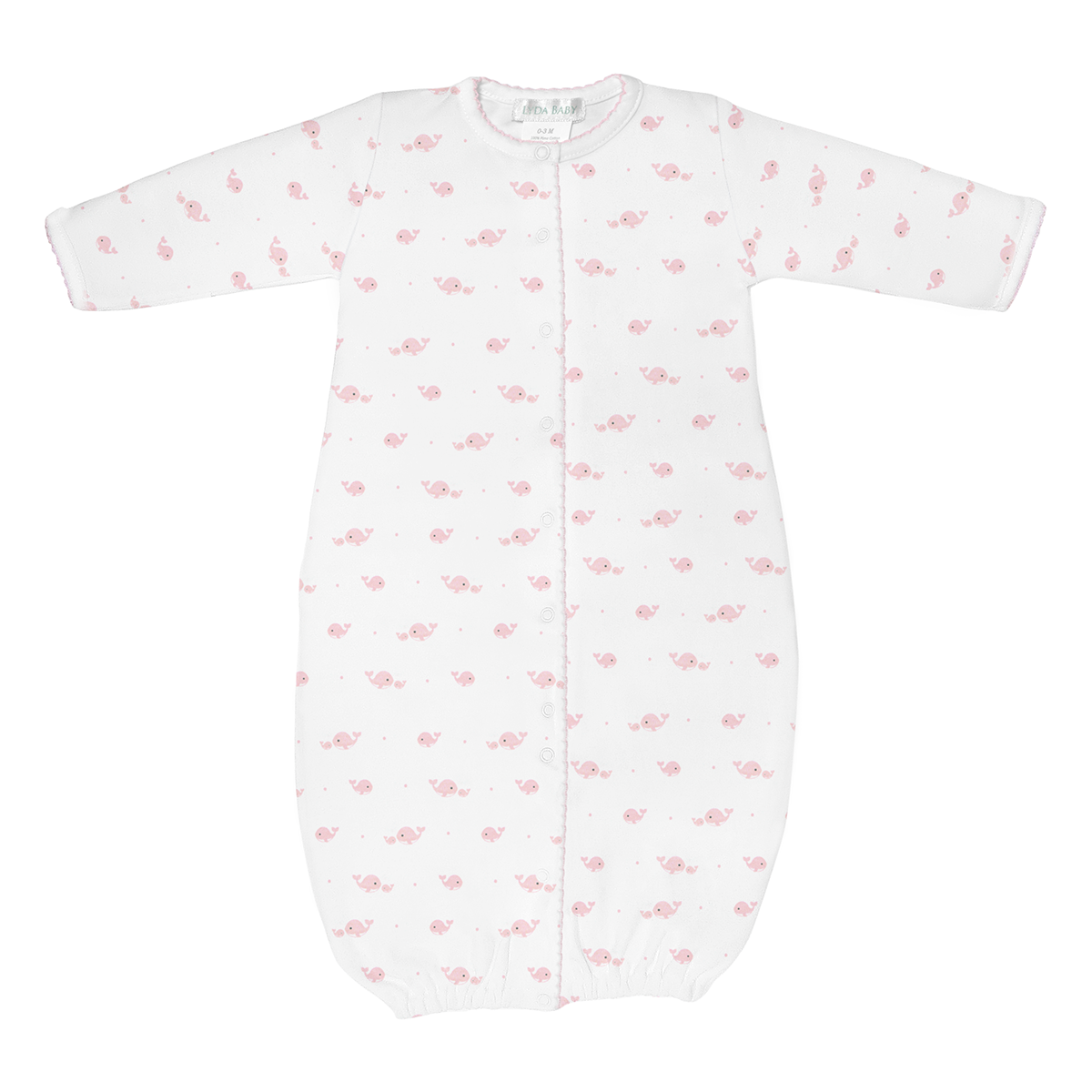 Mom and Baby Whale Print Newborn Baby Girl's Converter Gown
