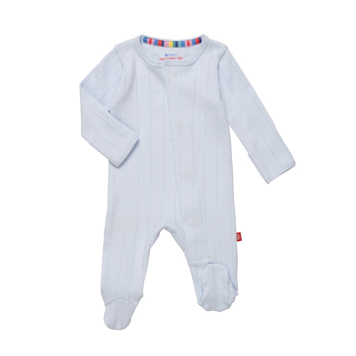 Magnetic Me Love Lines Blue Pointelle Organic Cotton Baby Boy's Footie
