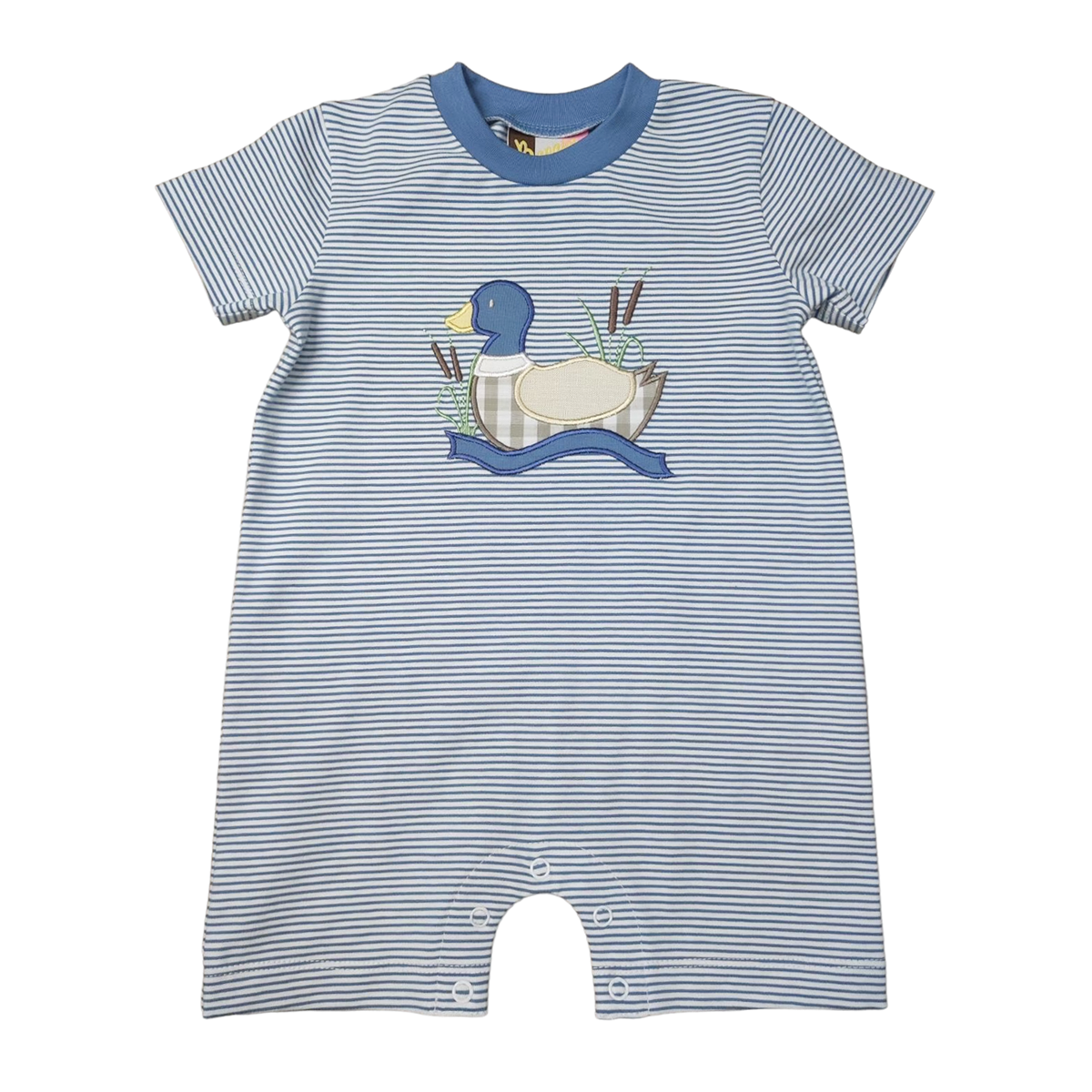 Boy's Mallard Duck Appliqued Knit Romper