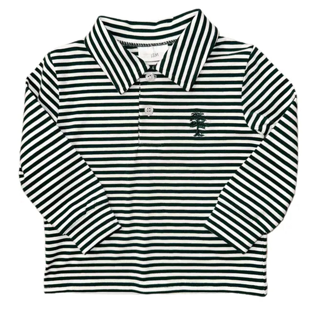 Toddler Boy's Mallard Green Stripe Polo Shirt by Cypress Row