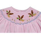 Mallards Smocked Pink Bloomer Set Close Up