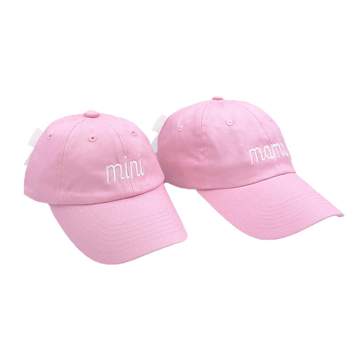 Mama + Mini Pink Baseball Hat Set for Baby and Mom