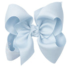Large light blue grosgrain classic hair bow with double knot center.