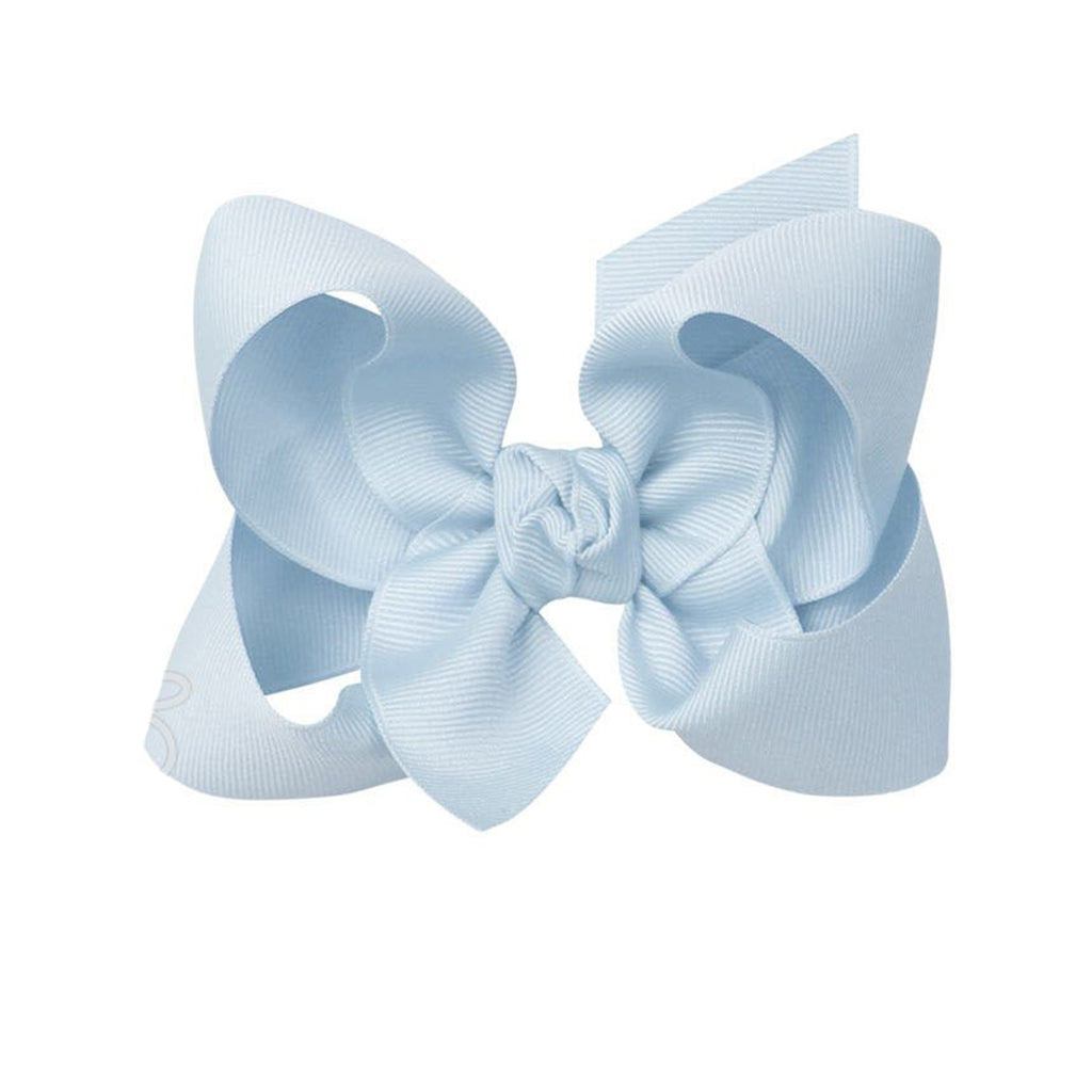 Light blue grosgrain classic hair bow with double knot center.