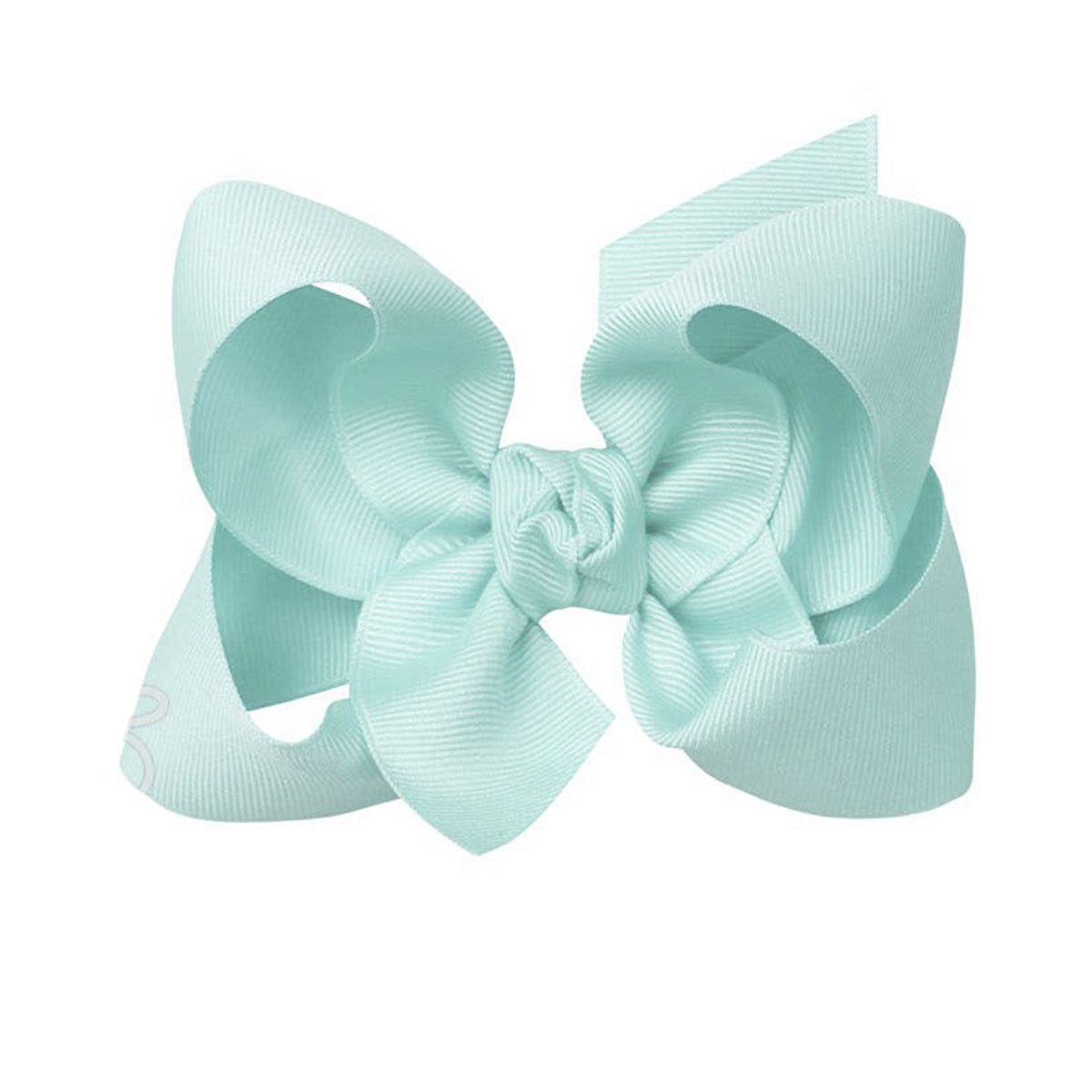 Light blue green grosgrain classic hair bow with double knot center.