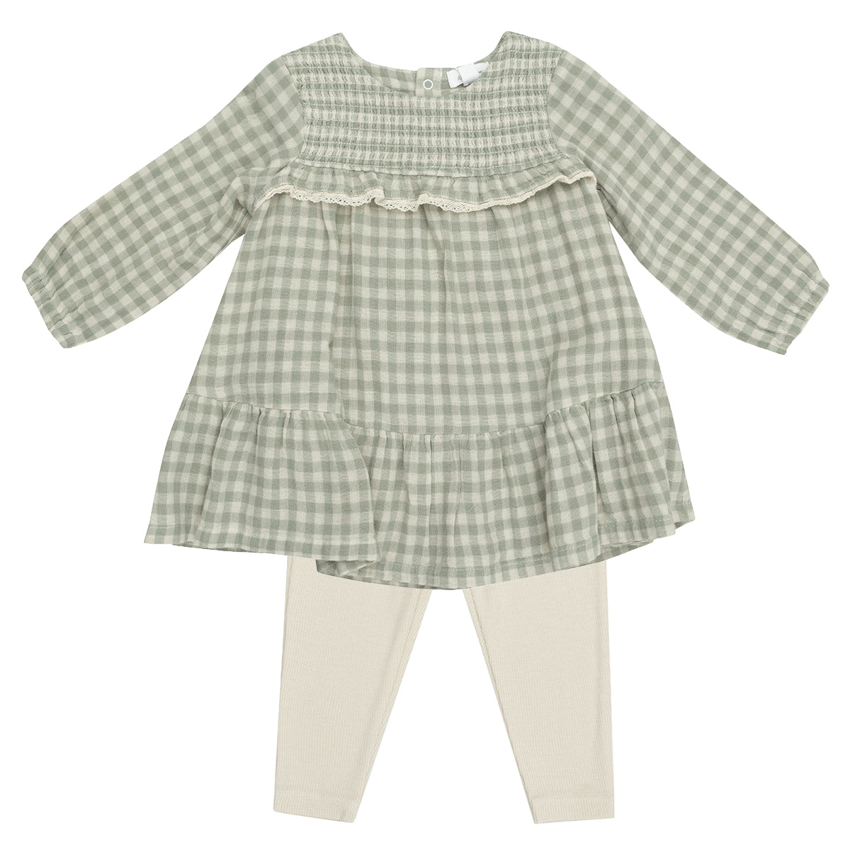 Green Gingham Smocked Dress Set