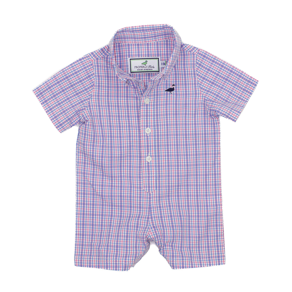 Baby Boy's Naples Plaid Short Sleeve Romper by Properly Tied