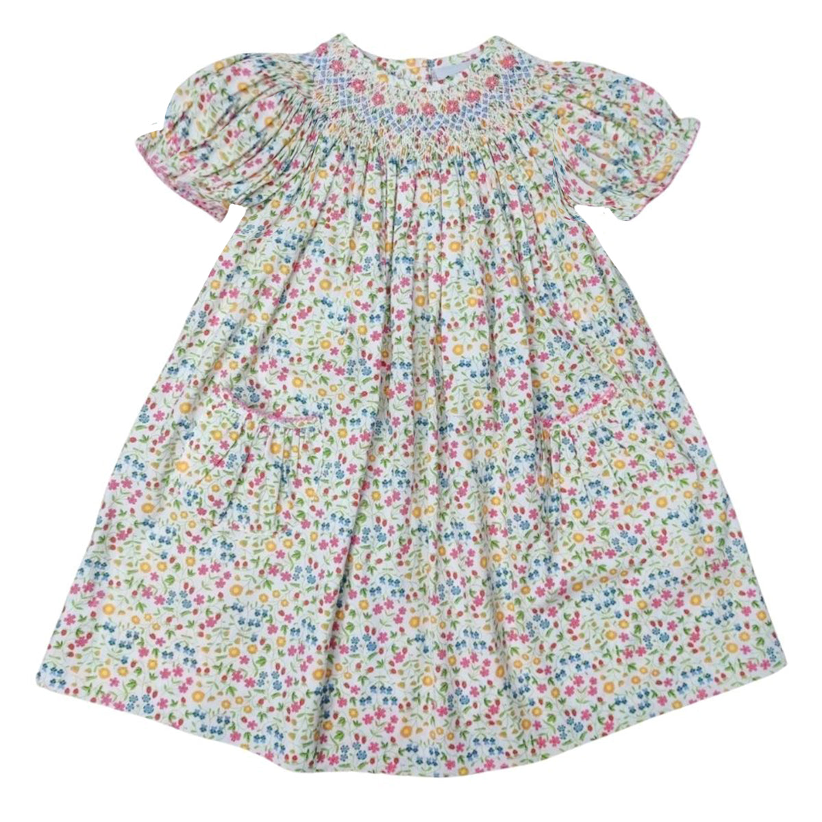 Girl's Spring Floral Smocked Bishop Dress