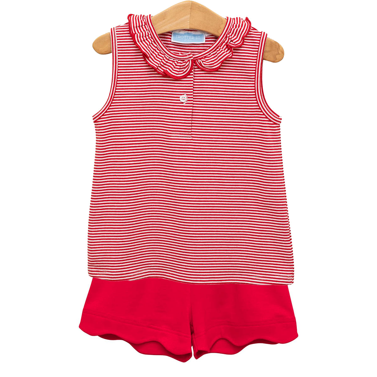 Girl's Red Scalloped Nora Shorts Set