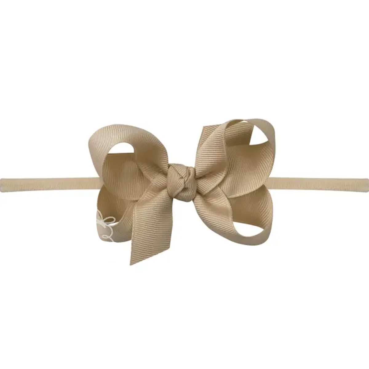 Oatmeal hair bow on a thin headband