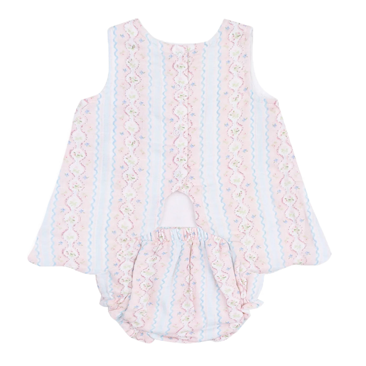 Girl's Ogee Floral Scalloped Open Back Bloomer Set