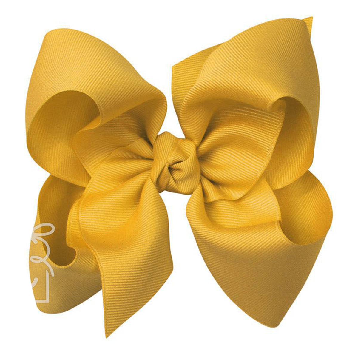 Large old gold yellow grosgrain classic hair bow with double knot center.