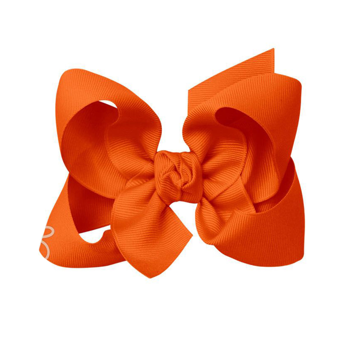 Orange grosgrain classic hair bow with double knot center.