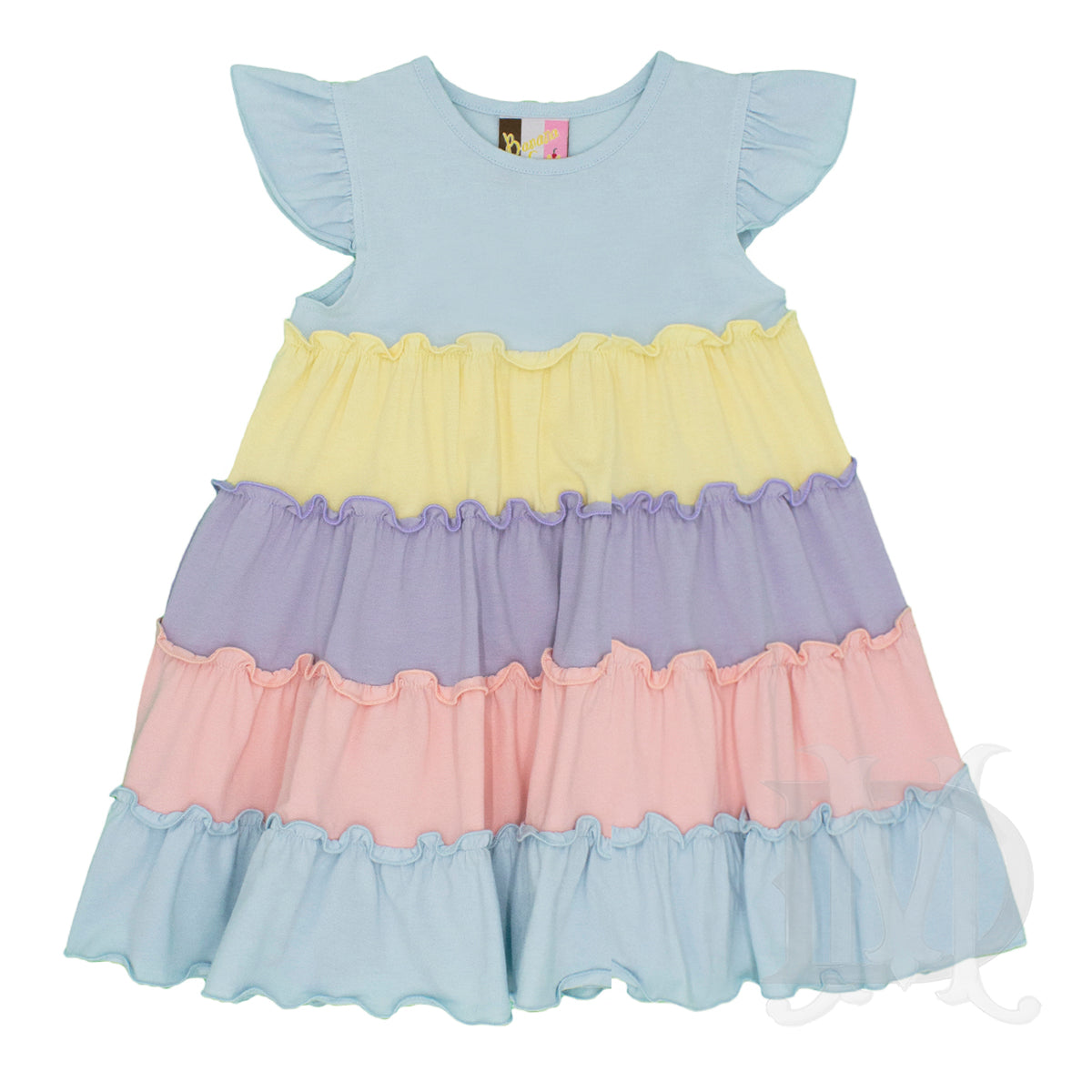 Pastel Colorblock Tiered Dress