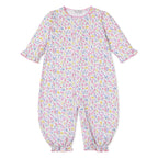 Baby girl converter gown with a bright floral pattern and Kissy Kissy brand label