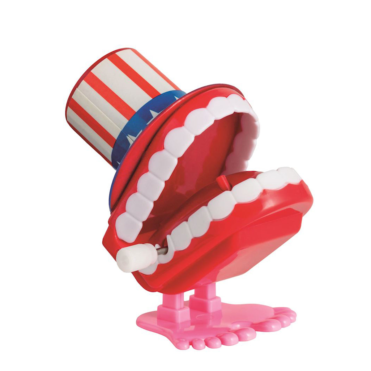 Chattering teeth with American flag Uncle Sam top hat wind-up toy