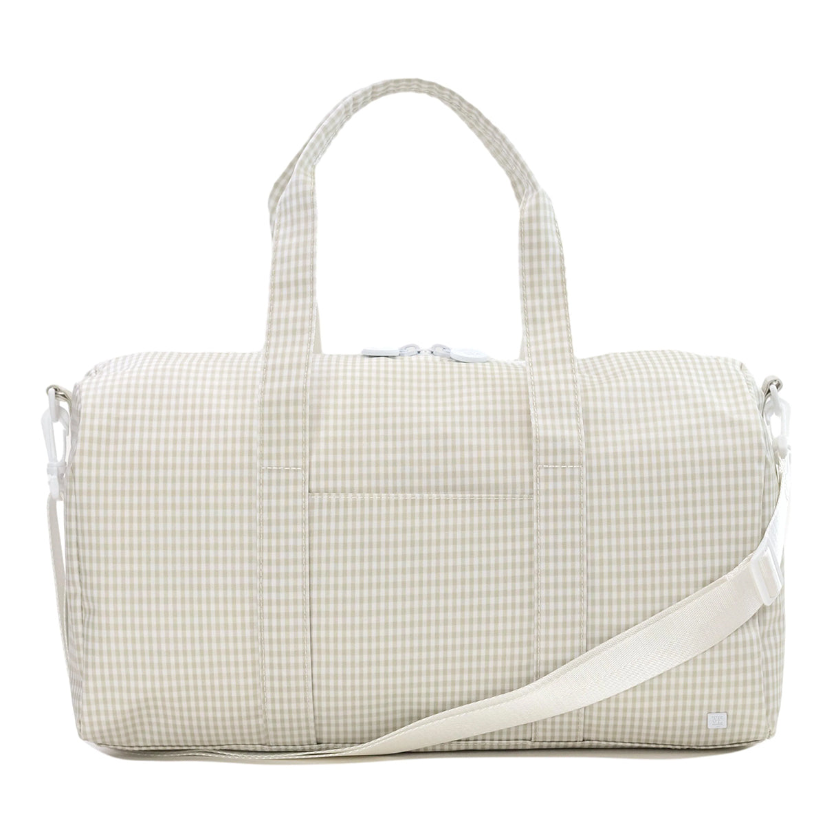 Pearl Grey Gingham Duffel Bag