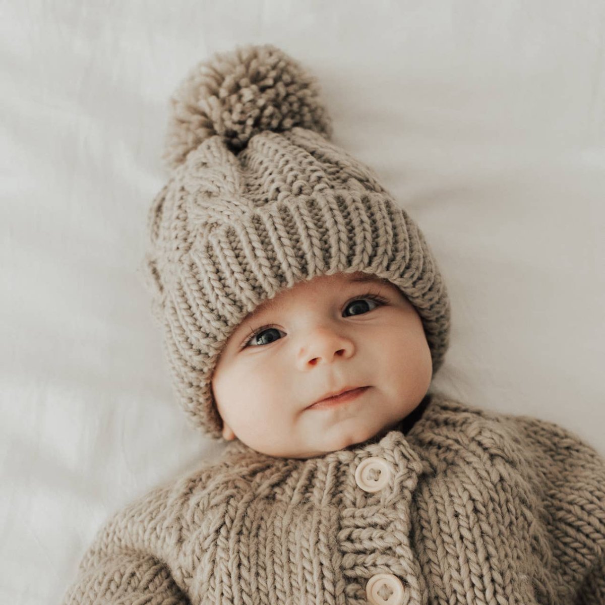 Pebble Cable Knit Kid's Pom-Pom Hat