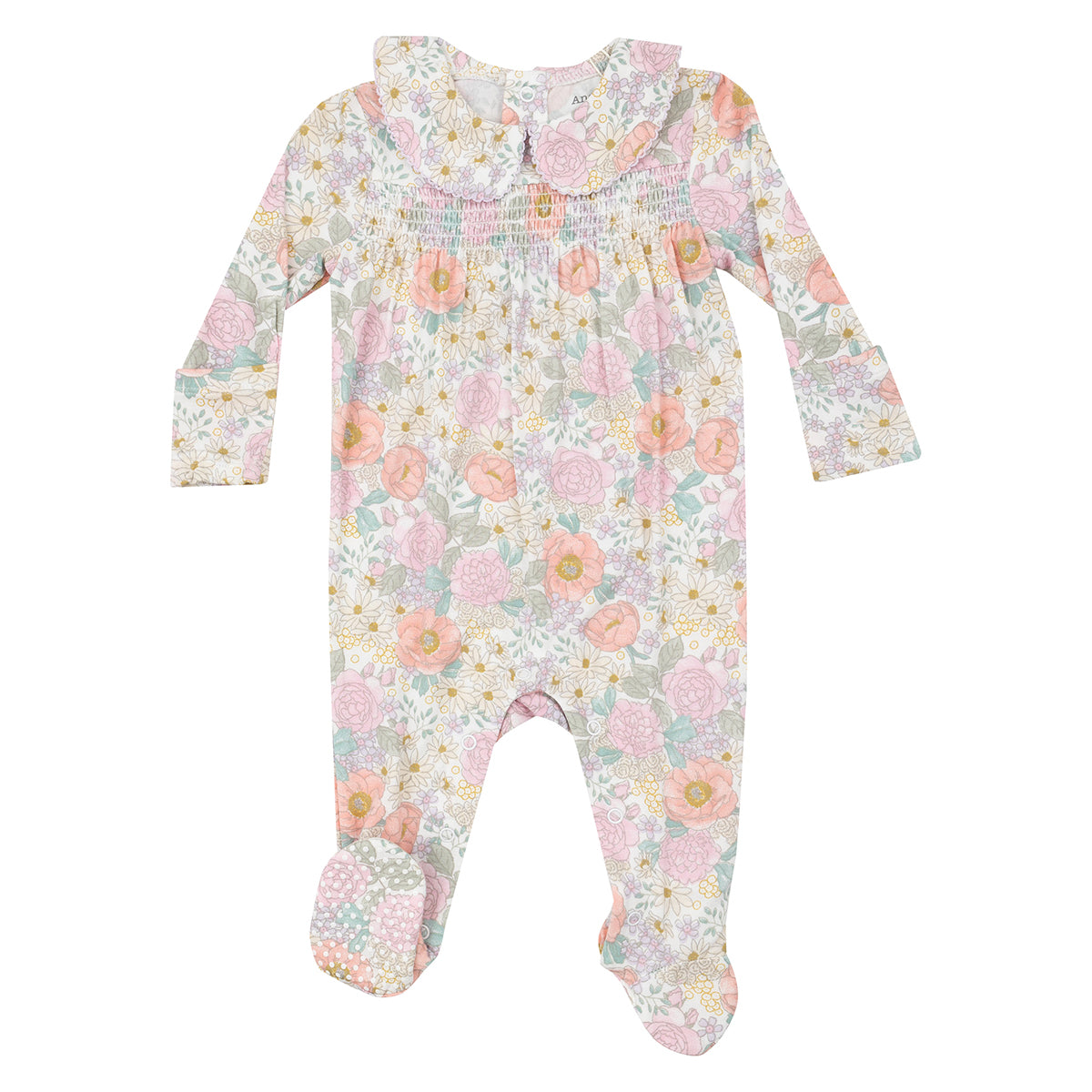 Peonies and Roses Smocked Footie