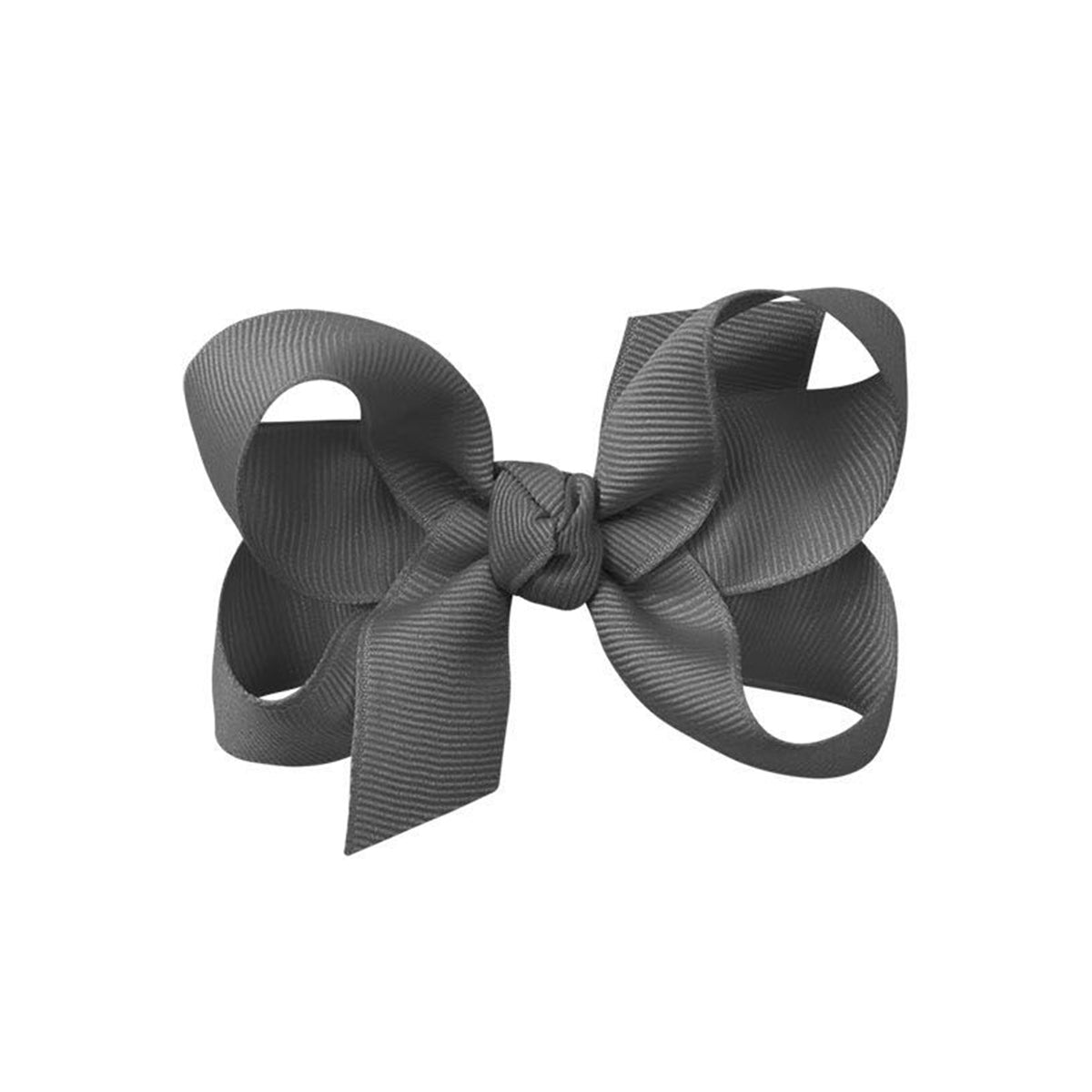 Gray grosgrain classic hair bow with double knot center.