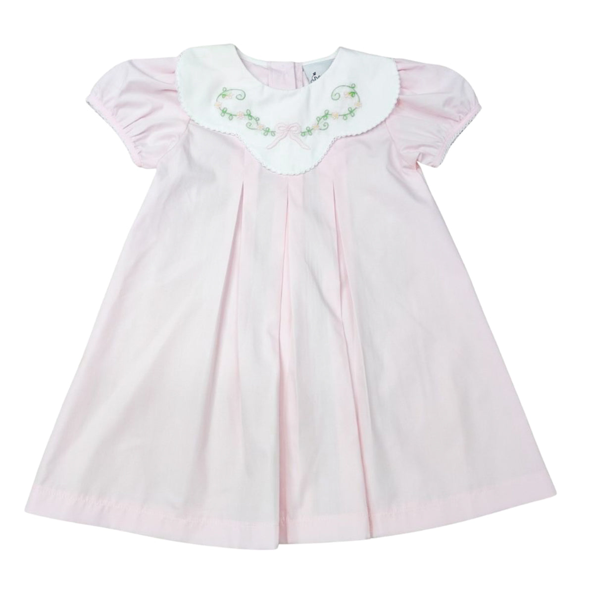 Girl's Pink Bow Shadow Embroidered Dress