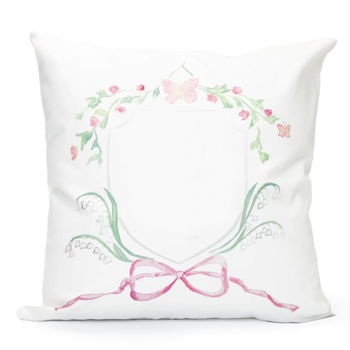 Pink Butterfly Crest Pillow with Insert Over the Moon Gift