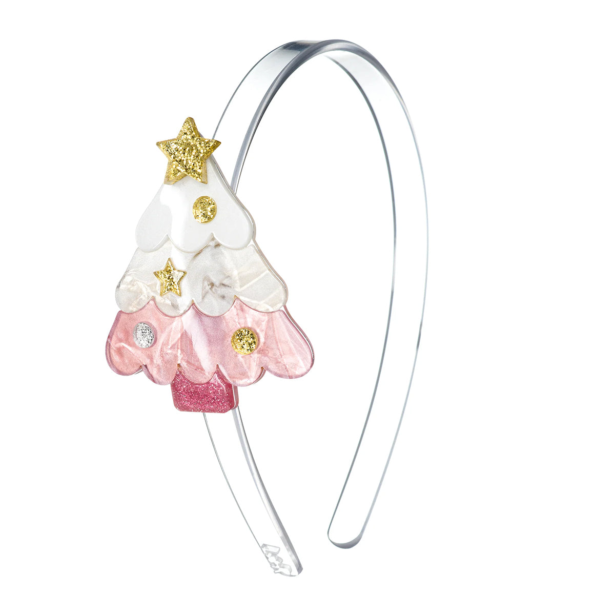 Pink Pearlized Christmas Tree Acrylic Headband by Lilies & Roses