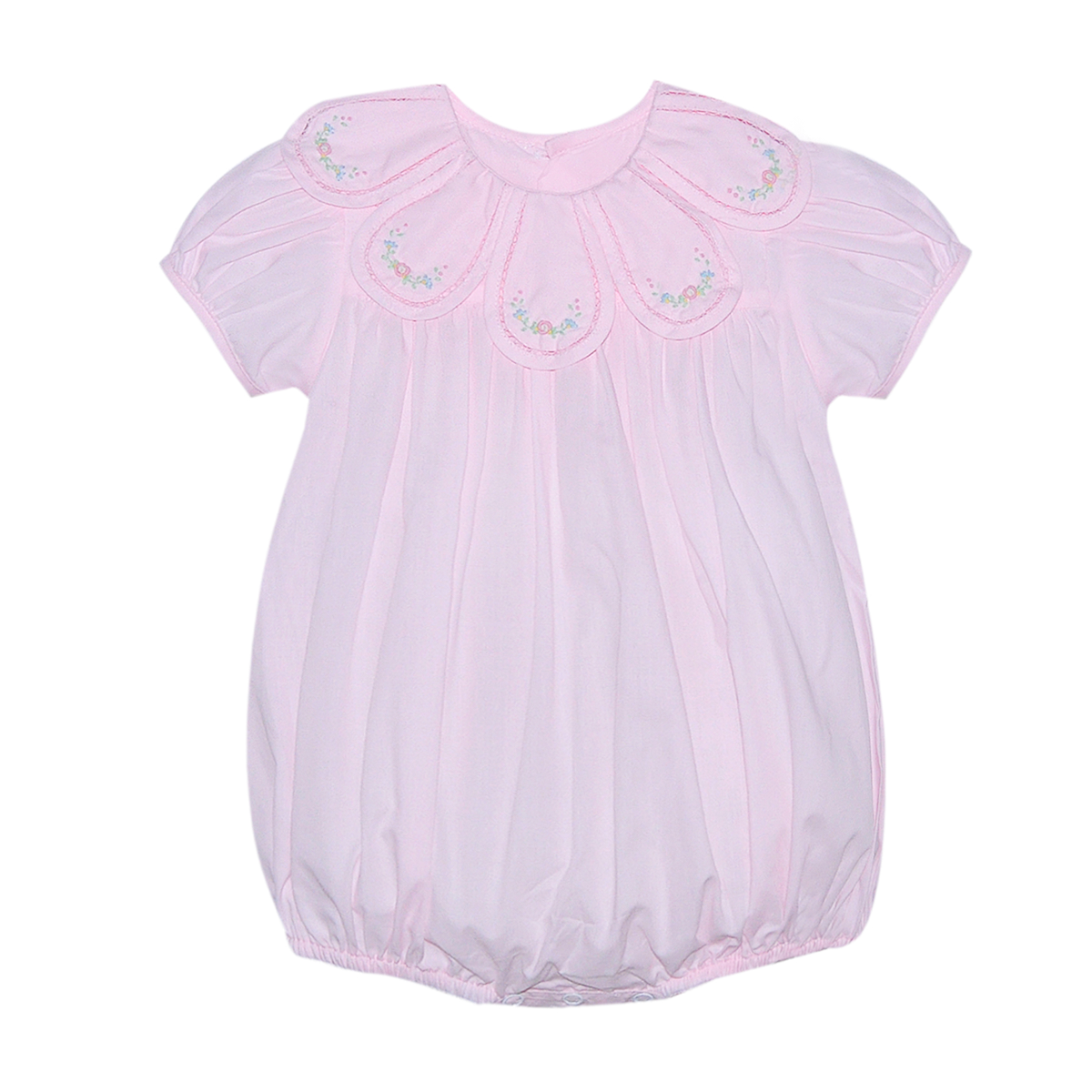 Girl's  Embroidered Pink Petal Bubble