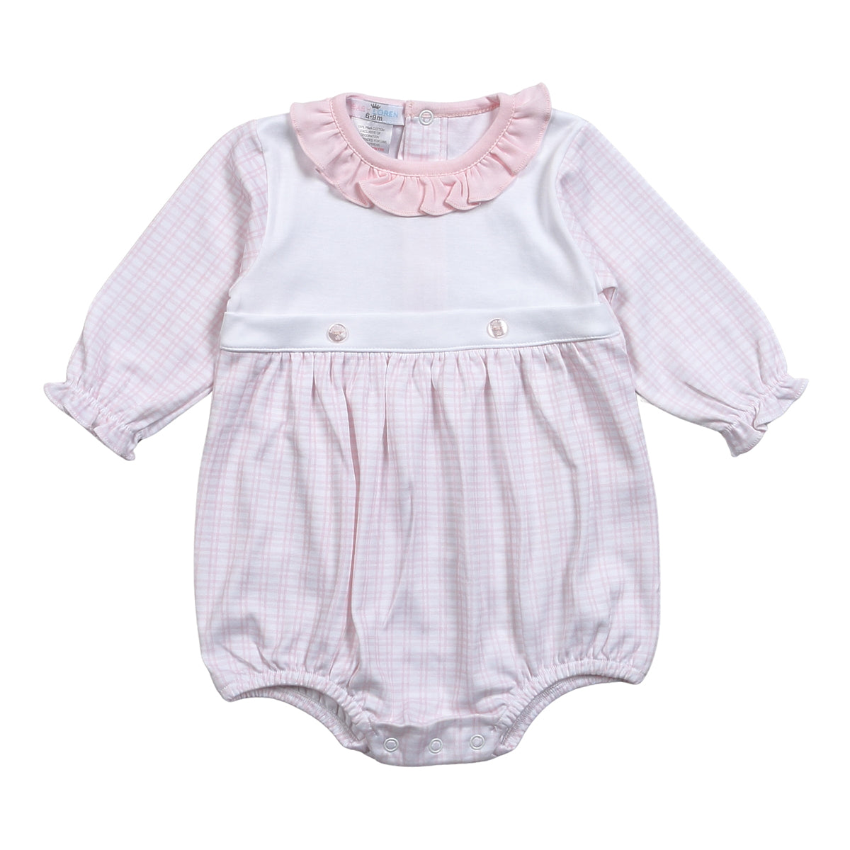 Girl's Pima Cotton Pink Plaid Bubble