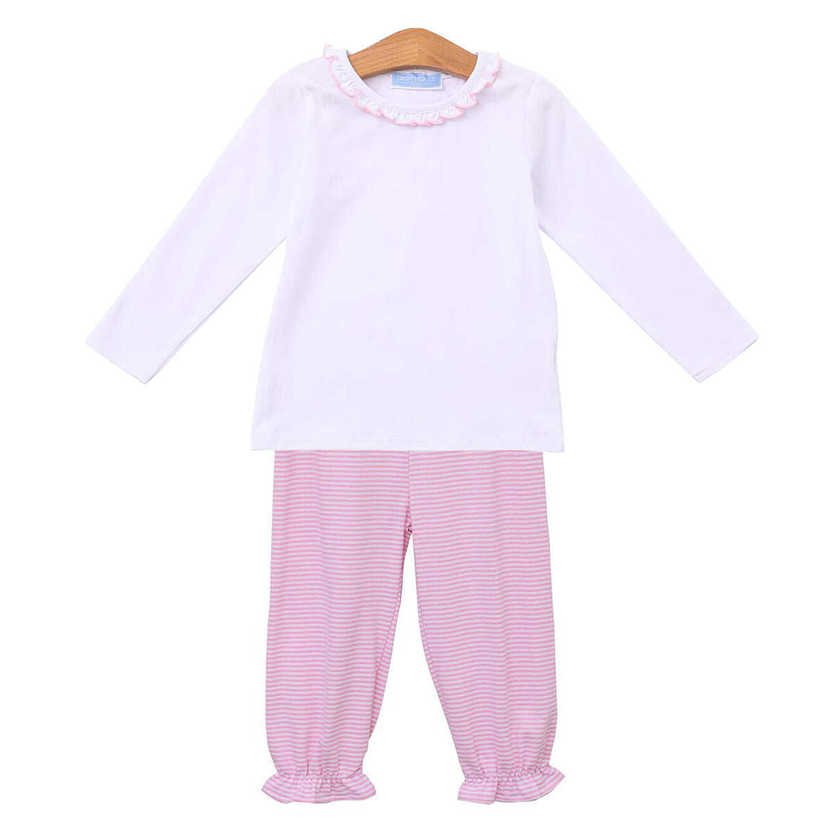 Girl's Light Pink Ruffled Pants Set from Trotter Street Kids