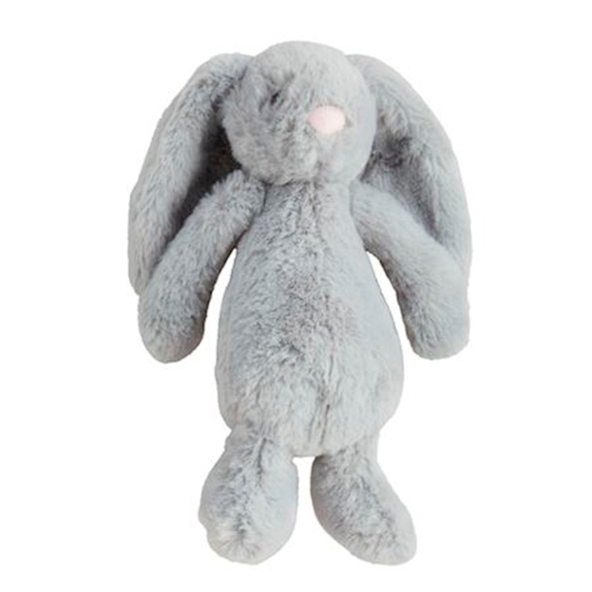 Plush gray small bunny rabbit baby toy.
