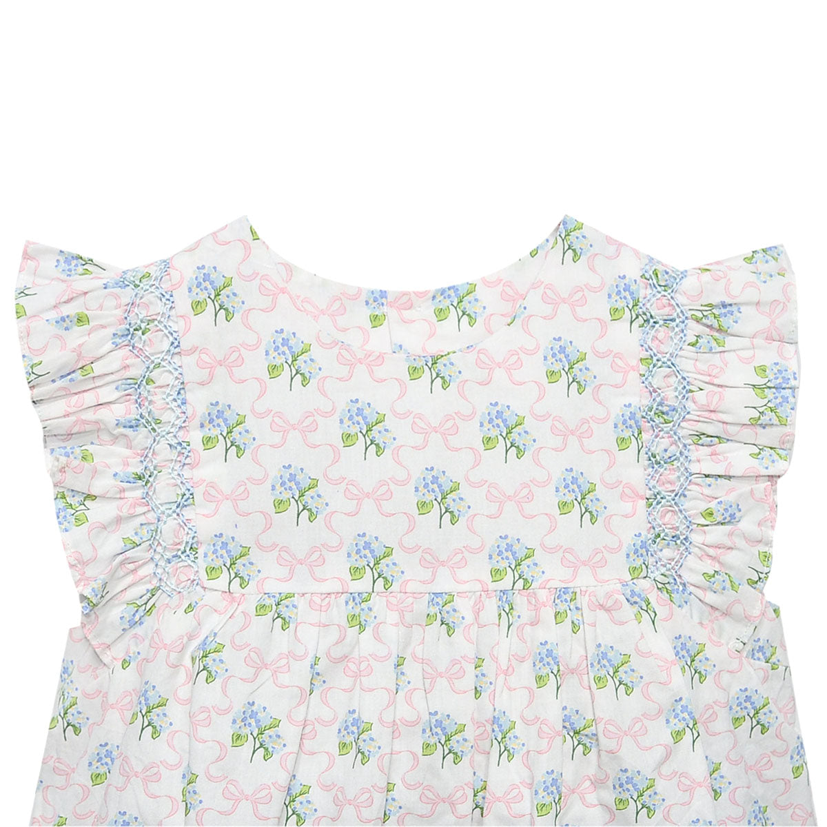 Baby girl bow print flutter sleeve top 