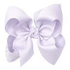 Large pale orchid grosgrain classic hair bow with double knot center.