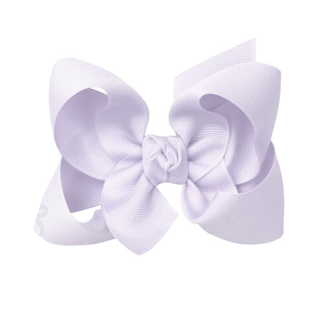 Pale orchid grosgrain classic hair bow with double knot center.