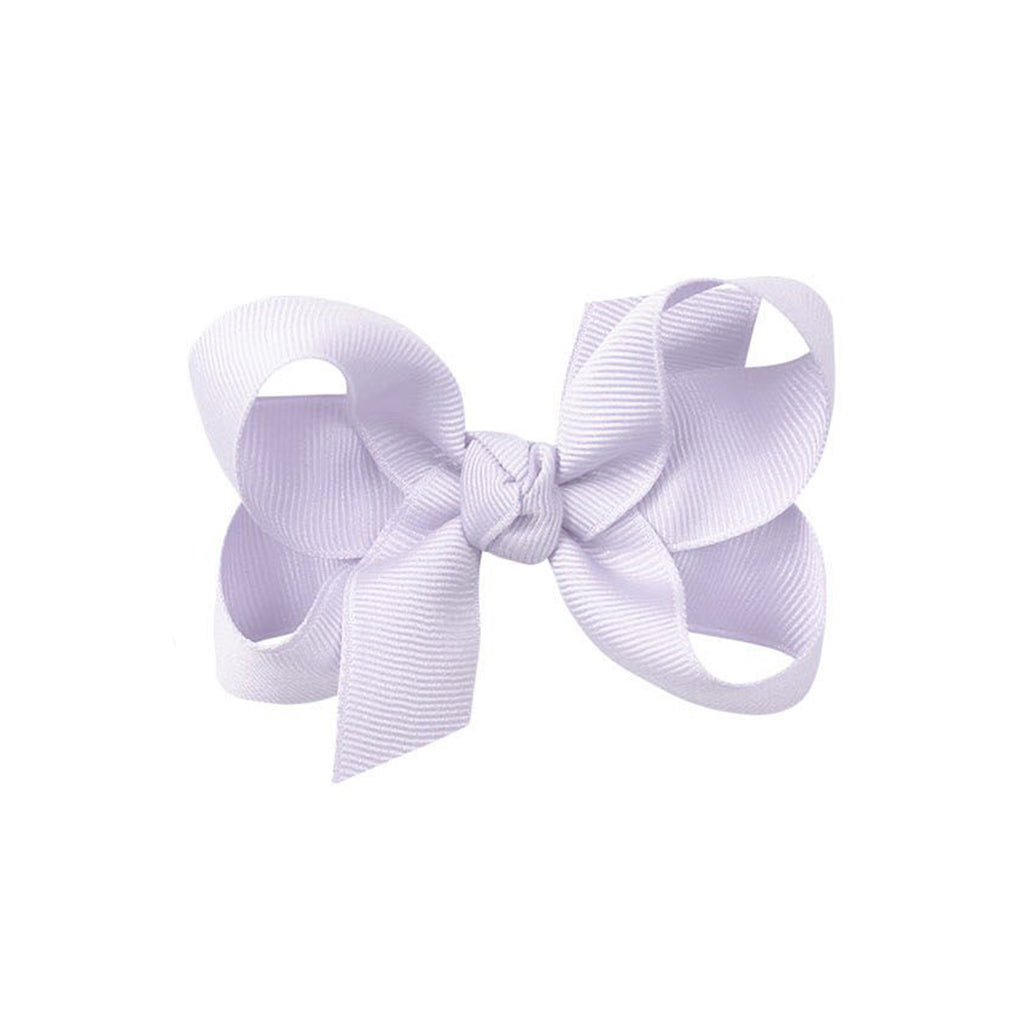 Pale orchid grosgrain classic hair bow with double knot center.