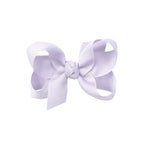Pale orchid grosgrain classic hair bow with double knot center.
