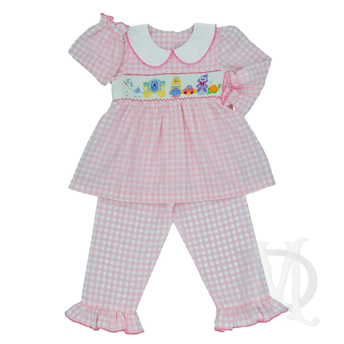 Girl's Princess & Carriage Smocked Pants Set