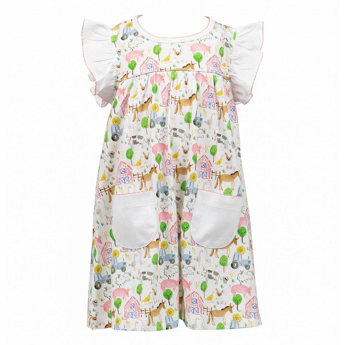 The Proper Peony Farm Print Knit Toddler Girl's Dress