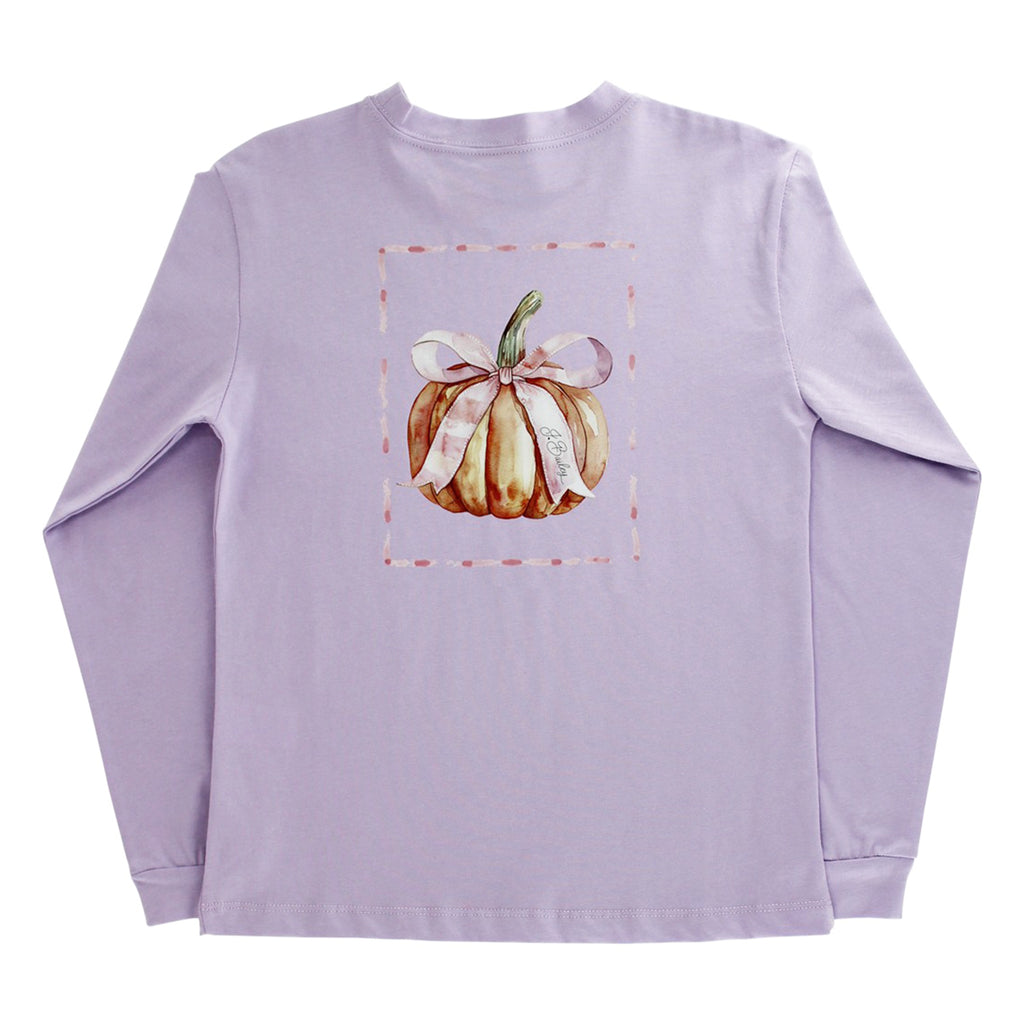 Lavender long sleeve t-shirt with a pumpkin graphic
