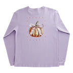 Lavender long sleeve t-shirt with a pumpkin graphic