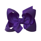 Purple grosgrain classic hair bow with double knot center.