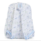Backpack with a light blue golfing dogs print for kids