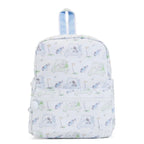 Toddler Boy Backpack with blue golf print and golf ball zipper pull