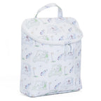 Insulated baby bottle or lunch bag in a light blue golf and puppy dog print
